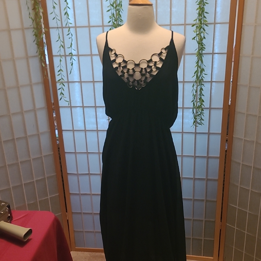 Chic Black Dress with Unique Cutout Neckline